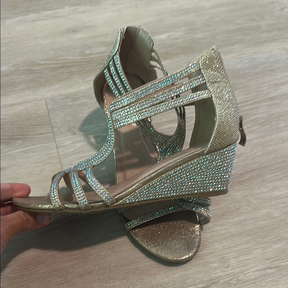 Link Gold Wedge Sandals with Gladiator Straps